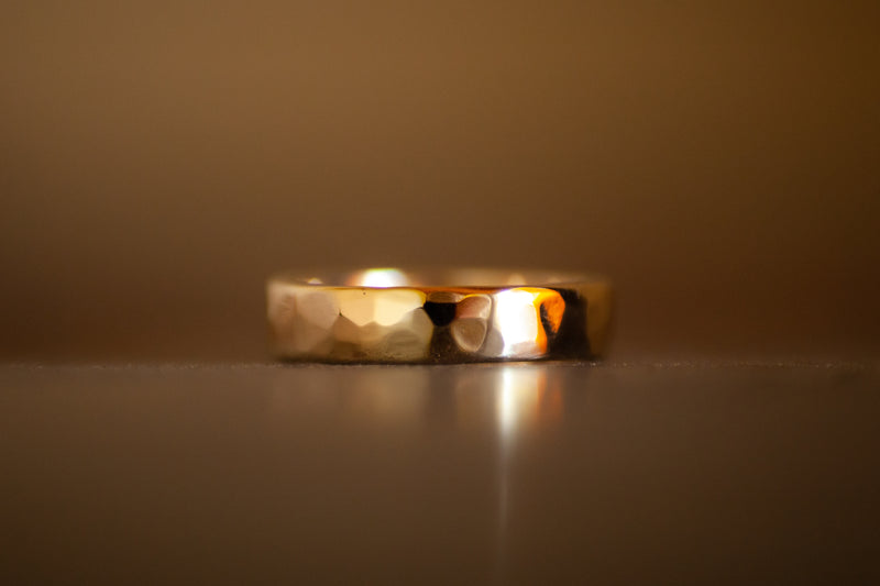 9k New Zealand Gold Hammered Ring - 6mm wide