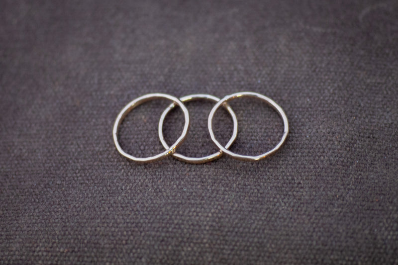 top view of yellow gold stacking rings