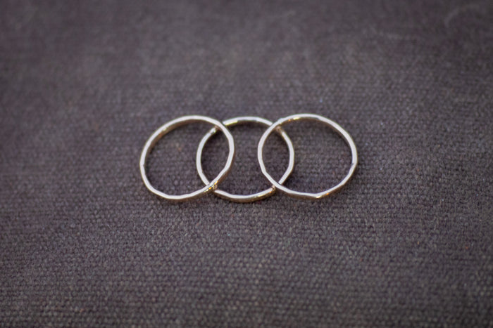 top view of yellow gold stacking rings