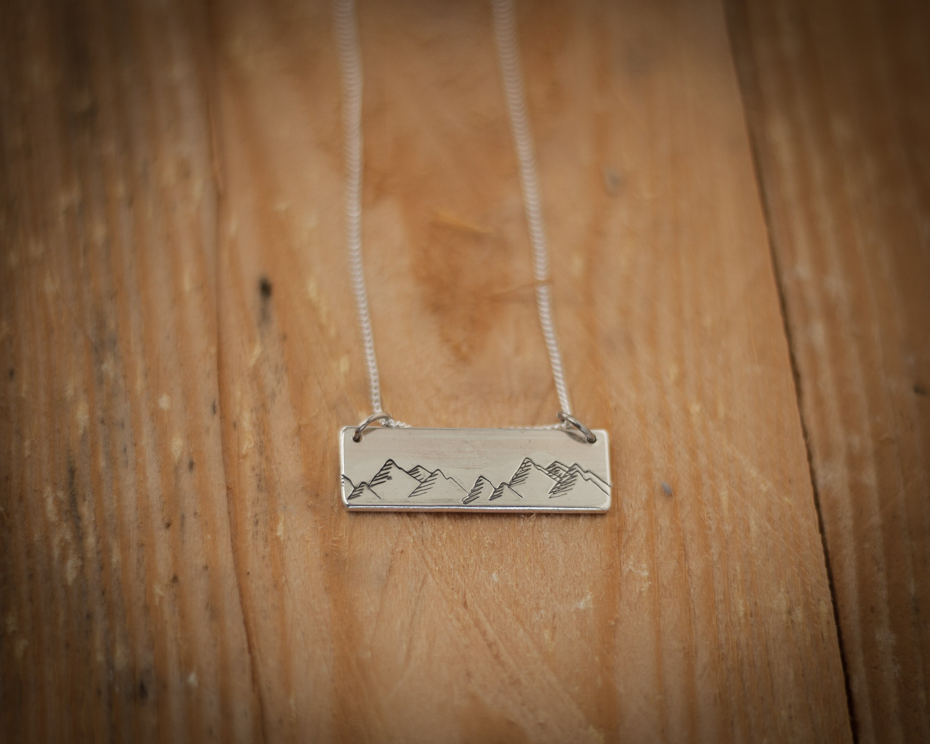 stamped mountain range necklace 2